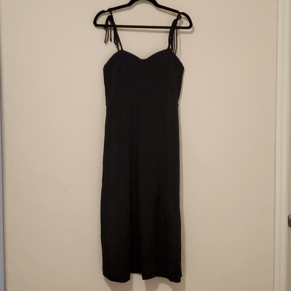 Linen blend midi dress